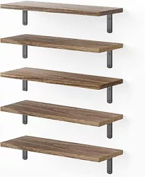 Stylish Yet Rustic - Wood Floating Shelves for Wall décor are made of solid Paulownia wood without any extra...