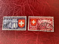  2 timbres Suisse oblitérés