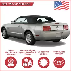 Ford Mustang 2005-14 Convertible Soft Top & Glass Window, Black Sailcloth    Features and Further Details...