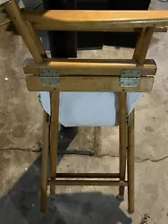 Vintage Mid Century Folding Directors Chair Wood Frame
