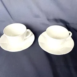 2 Villeroy & Boch Bone China Damasco White Tea Cups And Saucers Made In Germany. Like new. No chips no breaks.Please...