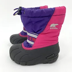 Sorel Toddler Girls Size 9 Purple Pink Insulated Winter Snow Boots.