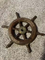 Finish : Wooden Polish With Shiny Brass. Material : Brass & Wood. This is a Reproduction Item, Not Sold As Antique.