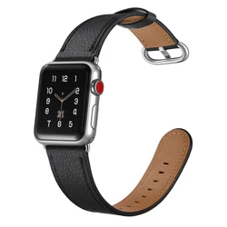 Apple Watch Series 5/4 44mm / Series 3/2/1 42mm. Round Tail Genuine Leather Watch Band Strap for Apple Watch Series 5/4...