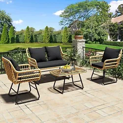 Color: Brown Rattan + Black Cushion. COMFORTABLE SEAT: Looking to experience outdoor leisure in style and comfort?....