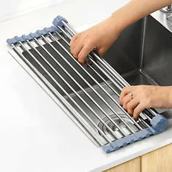 【ROLL UP DESIGN AND SAVING SPACE】: Soft silicone and foldable design make the over the sink dish rack easy to...