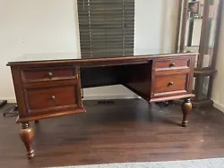 Solid Cherry Wood Desk With Glass Top. Custom built, solid cherry wood desk, with glass removable top.Could be...