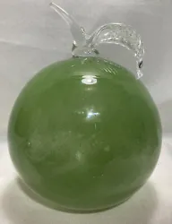 Vintage Green Art Glass Apple Paperweight Sculpture Hand Blown 6 1/4” TallUsed…Excellent Condition…No chips or...