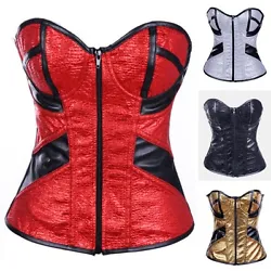 This Sexy Strapless Faux Leather Corset with zip front & built-in under-wire. to help support your upper body. zip...