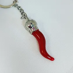 Italian horn keychain , solid metal, not plastic. Cornicello. Italian horn with crown Condition is New.  USA shipper...