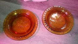 Set of 2 Vintage Amber Glass Federal EAGLE Ashtrays 9.25