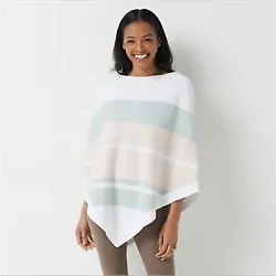 Barefoot Dreams Cozy Chic Ultra Lite Striped Pointed Hem Poncho One SizeOne size measurement in photos