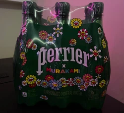Pack of 6 16.9 fl oz bottles of Takashi Murakami Perrier Carbonated Mineral Water Flowers Serigraph LIMITED RARE....