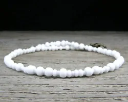 White Beach Anklet - Matte White Seed Bead Ankle Bracelet - Surfer Ankle Bracelet A thin, light-weight, casual beaded...
