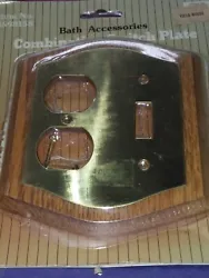 Combination Brass & Wood Wall Switch Plate J2  You are purchasing one New Old Stock combination switch plate made in...