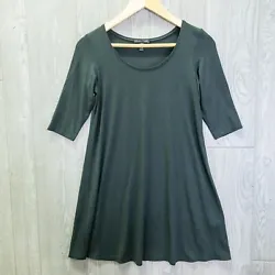Eileen Fisher viscose/spandex dress. Swing, skater style. Half sleeve, pullover style. Shoulder to bottom: 30.5