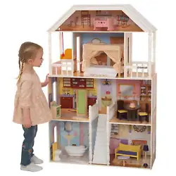 A classic dollhouse with southern flair, the KidKraft Savannah Dollhouse stands over four feet tall and features four...