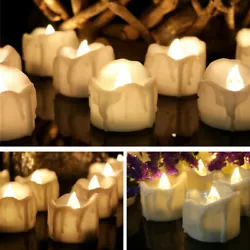 Realistic flickering lighting effect like conventional wax candles. 12/24/48 x LED Tealight Candles (CR2032 Battery...