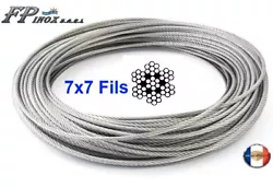 Au choix : Structure du Câble 7x7 49 fils inox A4 - 316. ► Câble 2mm inox 316 7x7 49 Fils. ► Câble 1.5mm inox...
