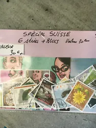 TIMBRES SPECIAL SUISSE 6 SERIES + BLOCS . timbres spécial Suisse avec 6 séries + blocs. BON N ES EN C HER E S .