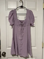 URBAN OUTFITTERS PERSEPHONE LILAC DRESS, SMALL. An effortless flowy mini dress from UO. Relaxed fit. Sweetheart...