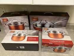 Parini Stainless Steel Timeless Copper Color Cookware Set, 8 Piece Pans And Pot.