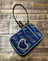 Coach Wristlet Blue Gold Logo Heart. Very cute and very good condition