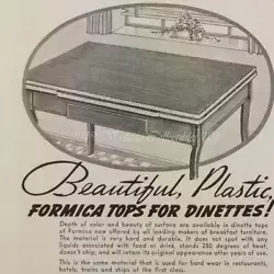 Product(s):Formica Plastic Table Top Finishes. Year: 1941.