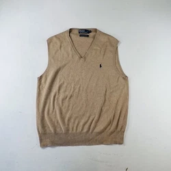 Polo Ralph Lauren Sweater Vest Beige Pima Cotton V Neck Men’s Size Large. A9