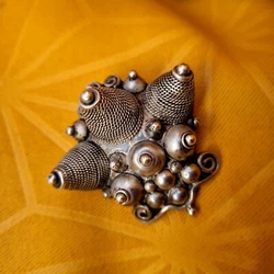 Rare Pendentif Broche Art Déco Bijoux DAfrique Bna Déposé Argent Massif 43x45mm