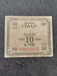 BILLET 10 LIRE 1943 ITALIE ALLIED MILITARY CURRENCY DIECI LIRE ITALY / BANKNOTE