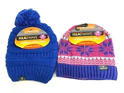 Seirus Set of 2 Junior hats. 2020 season release. Blue knit pom pom and pink multicolor snowflake beanie. Comfort...
