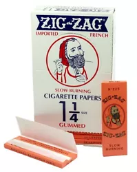 Lot contains 1 box of 24 booklets Zig Zag 1 1/4 Orange Slow Burning Rolling Papers. 32 Leaves per Booklet.