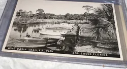 You are bidding on a great hard to find Boat Basin Trailer Park Englewood Florida FL RPPC Real Photo Postcard! It’s...