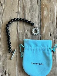 Tiffany Bead bracelet of black onyx and sterling silver. Size medium, 7.5