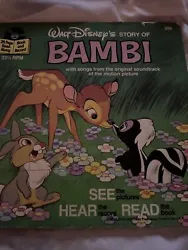 Disney Bambi 1977 Vinyl Disneyland Book and 7 Inch Record. Record in excellent condition. Book shows minor wear on...