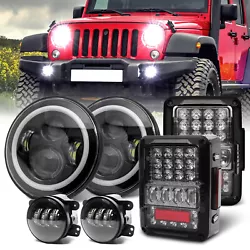 Brand New, for Jeep Wrangler Headlights Combo Kits JK JKU 2007-2018 , 6PCS a set, 2PCS 7 inch round Halo LED Headlights...