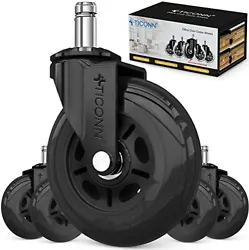TICONN Office Chair Caster Wheels Set of 5 for Tile, Hardwood Floors and Carpets Gliding Smoothly - Universal Fit for...