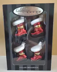 CHRISTOPHER RADKO~SANTA BOOTS~HAND CRAFTED GLASS ORNAMENTS~NEW IN BOX.