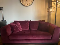 Macy’s red velvet suede couch in excellent condition (no blemishes). Looking to sell as I am moving. Wide cushions...