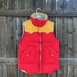 Vintage 80s Denver Down Western Puffer VestCondition: Used condition with staining on neck and on back and missing the...