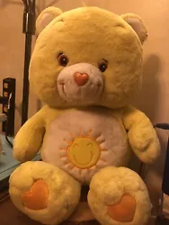 Care Bears Sunshine Bear Jumbo 28” Yellow Plush 2004 Stuffed Animal Toy
