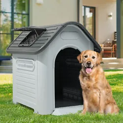 Large Plastic Dog House Outdoor Indoor Doghouse Puppy Shelter Sturdy Dog Kennel.