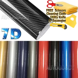Type: 7D Super Glossy Carbon Fiber Vinyl with Air pocket release backing design. Super Gloss 7D texture weave that...