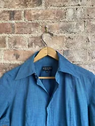 Tom Ford 90’s era women!s shirt from Gucci. Teal blue with a sick cut. Excellent condition. Enjoy!Oversized collar...