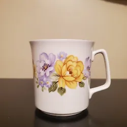 Vintage Royal Grafton Bone China Floral Coffee Cup Purple & Yellow Flowers. Mint condition no chips or cracks, no faded...