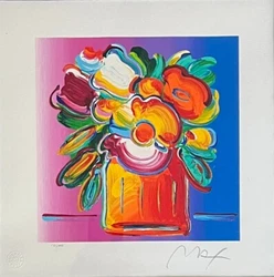 PETER MAX – Abstract Flowers II (2017). Serigraph in color on wove paper from the. Peter Max Studio. Hand-signed by...