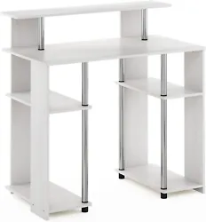 Features a raised shelf for your monitor, allowing for a comfortable viewing angle and freeing up valuable desk space....