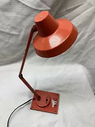 VINTAGE 1960s MCM TENSOR Model IL 400 Red Adjustable Desk Lamp TESTED WORKS. Base measures 4” by 5” . Extends up to...