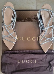 Authentic Ladies Gucci Strappy Sandals/Shoes size 7 Gorgeous sexy heels are a bit over 4 inches, photos shown with...